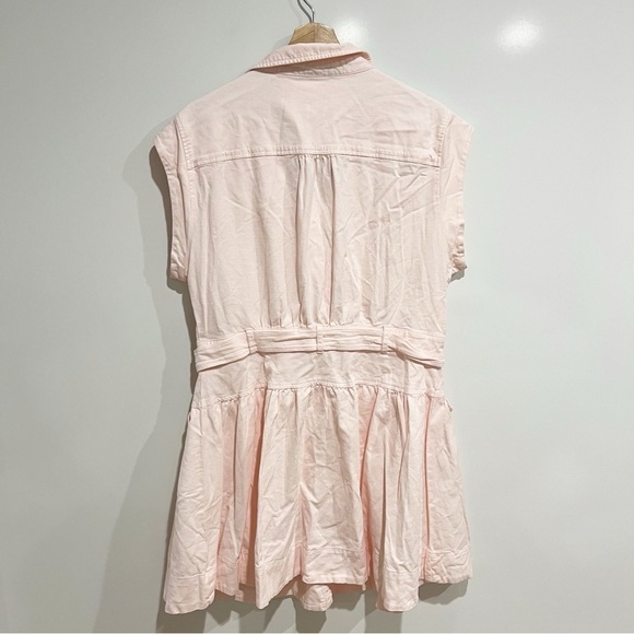 Anthropologie Utility Mini Dress Pink Barbiecore - Picture 4 of 11